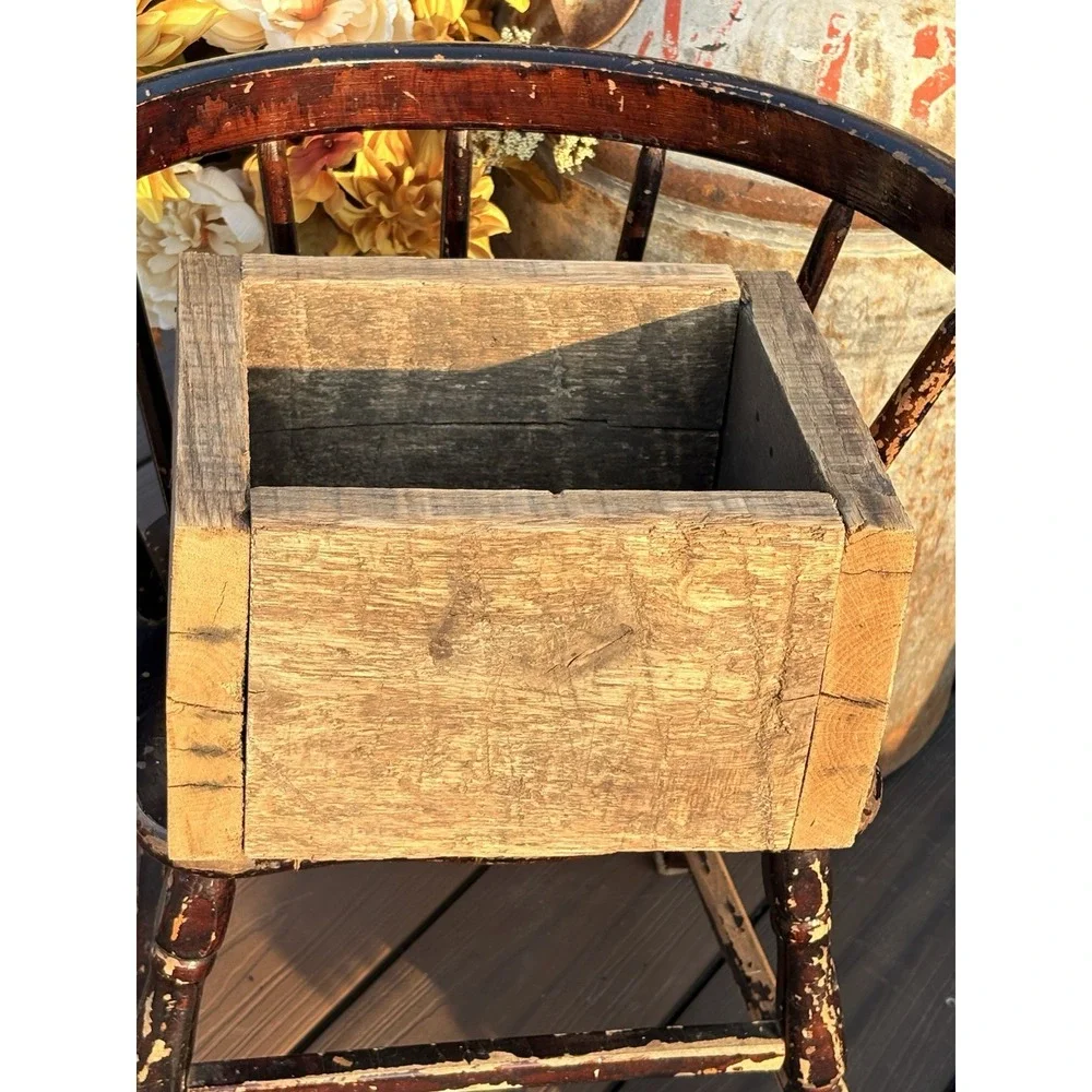 Rustic Heavy Wood Box Authentic Weathered Barn Wood 1